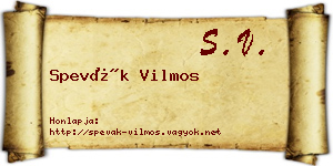 Spevák Vilmos névjegykártya